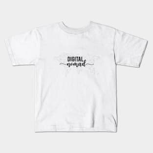 Digital nomad geometric world map Kids T-Shirt